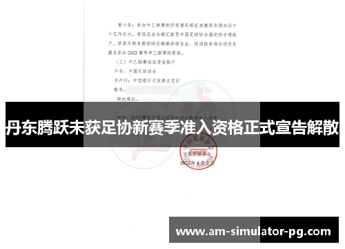 丹东腾跃未获足协新赛季准入资格正式宣告解散